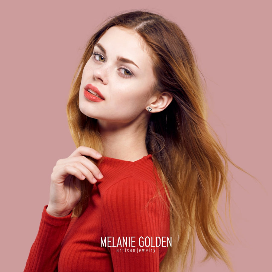 Beaded Heart Stud Earrings - Melanie Golden Jewelry