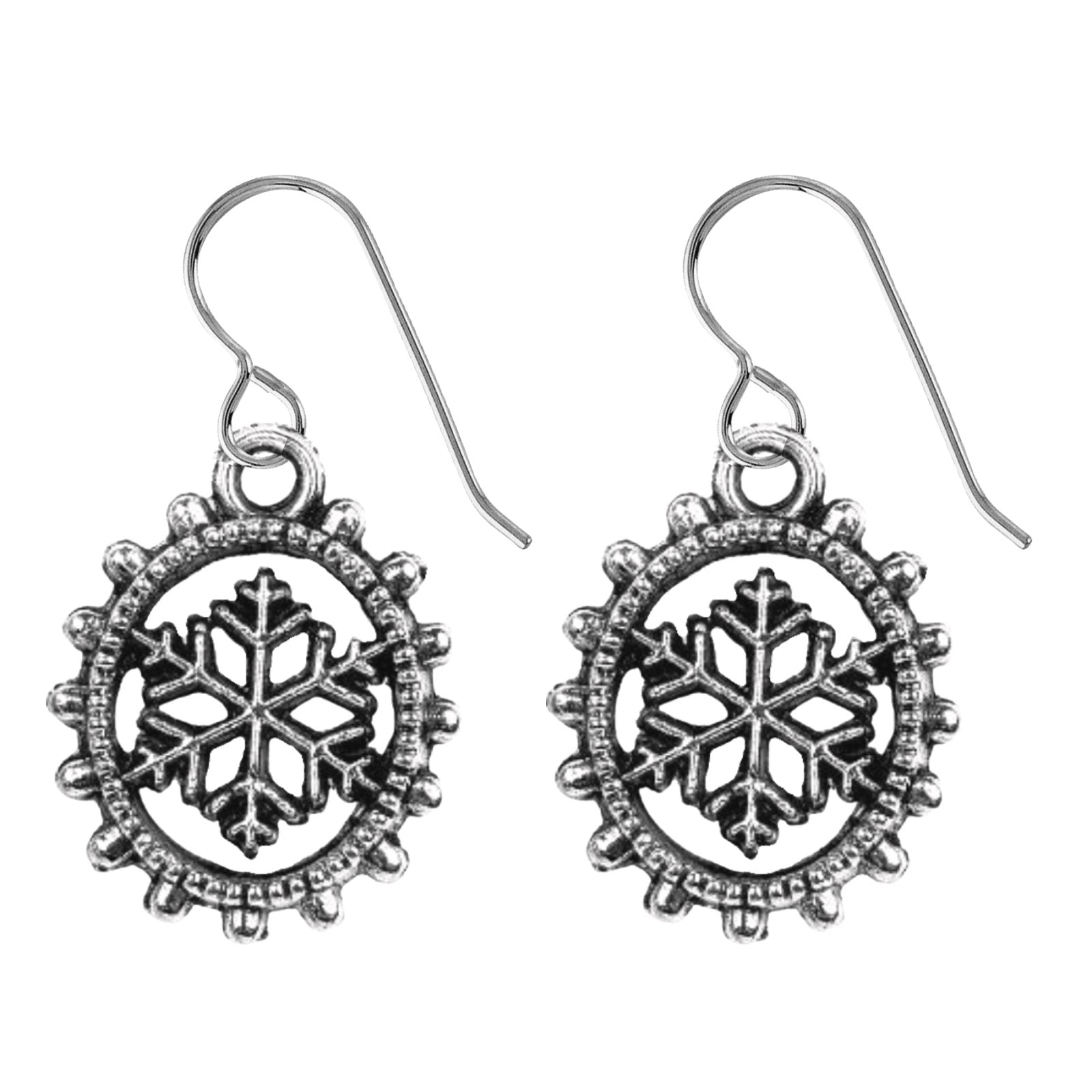 Beaded Snowflake Dangle Earrings - Melanie Golden Jewelry - christmas, christmas jewelry, dangle earrings, Earrings