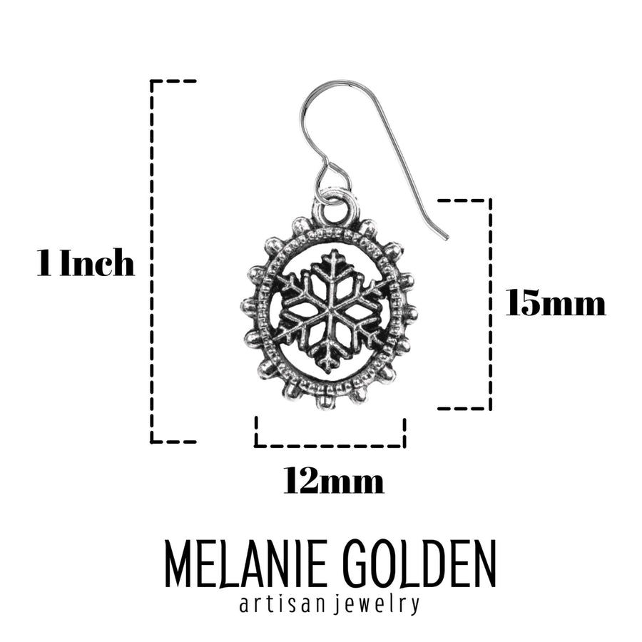 Beaded Snowflake Dangle Earrings - Melanie Golden Jewelry - christmas, christmas jewelry, dangle earrings, Earrings