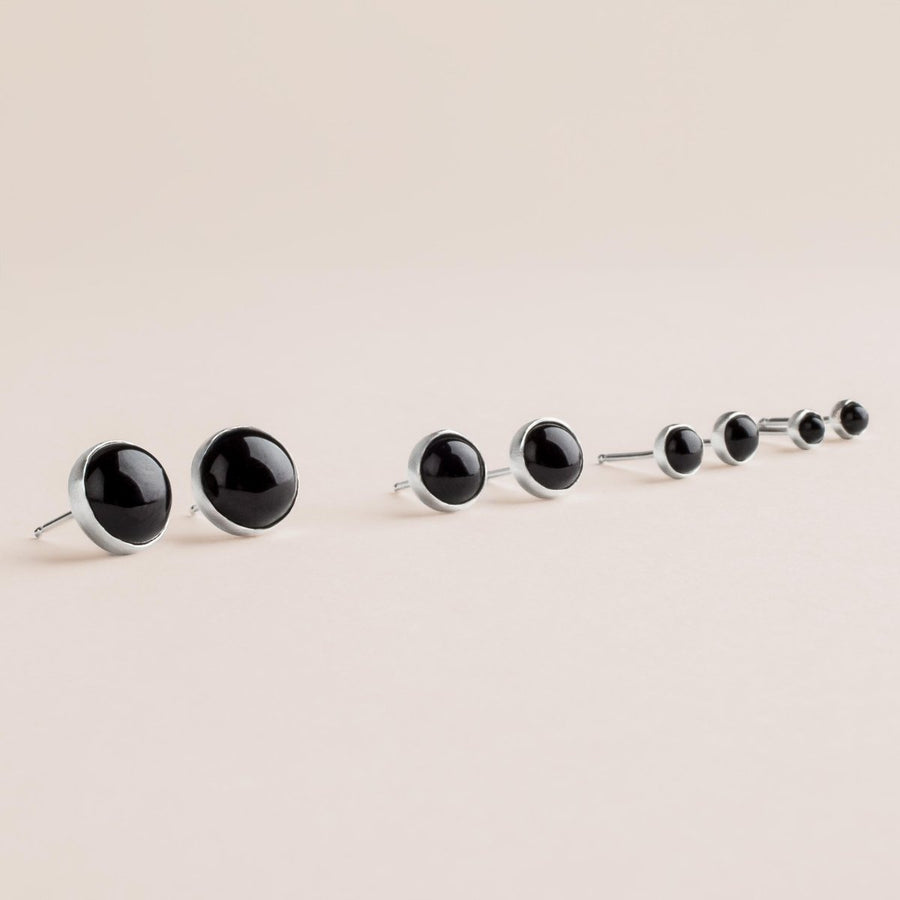 Black Onyx Gemstone Stud Earrings - Melanie Golden Jewelry - earring, earrings, halloween, mens jewelry, post earrings, stud, stud earrings