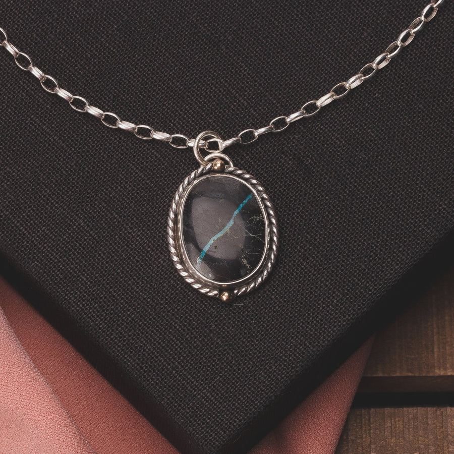 Black Viking Ribbon Turquoise Necklace Melanie Golden Jewelry Black Viking Ribbon Turquoise Necklace Melanie Golden Jewelry