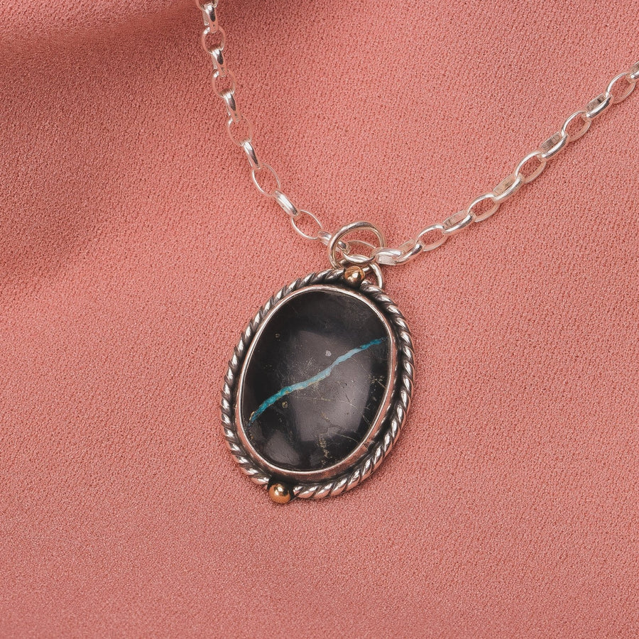 Black Viking Ribbon Turquoise Necklace Melanie Golden Jewelry Black Viking Ribbon Turquoise Necklace Melanie Golden Jewelry