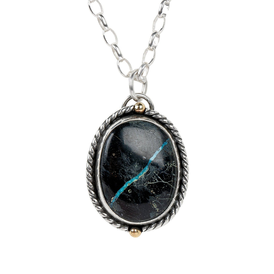 Black Viking Ribbon Turquoise Necklace - Melanie Golden Jewelry