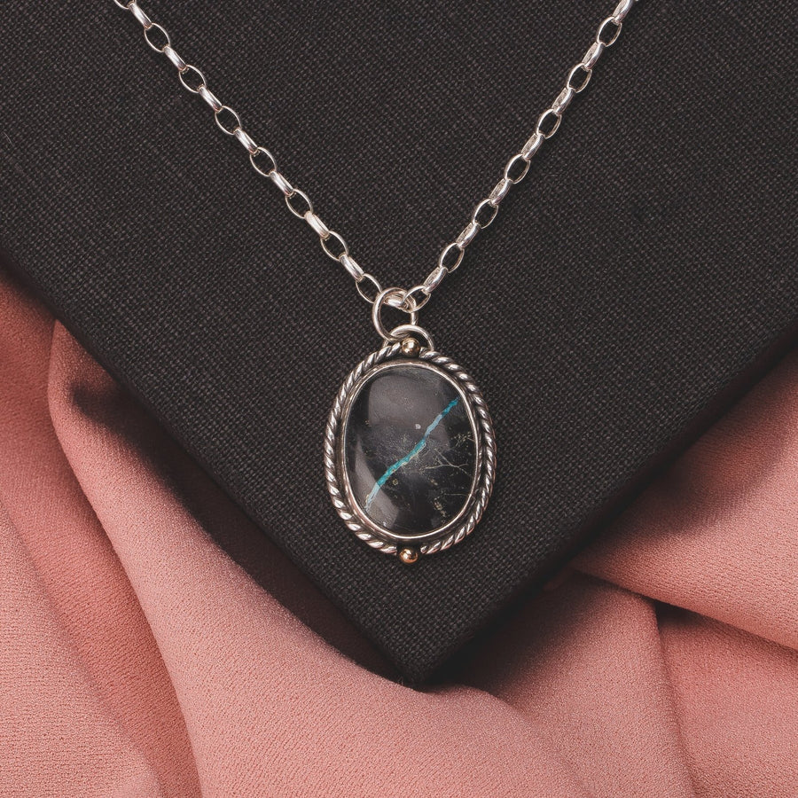 Black Viking Ribbon Turquoise Necklace Melanie Golden Jewelry Black Viking Ribbon Turquoise Necklace Melanie Golden Jewelry