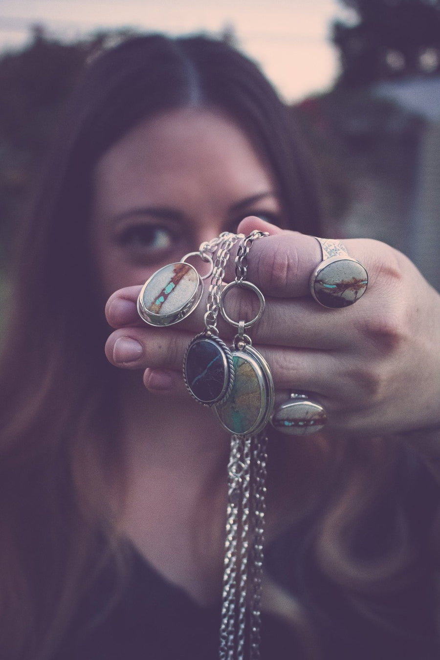 Black Viking Ribbon Turquoise Necklace - Melanie Golden Jewelry - gemstone necklace, necklace, necklaces, The River Valley Collection