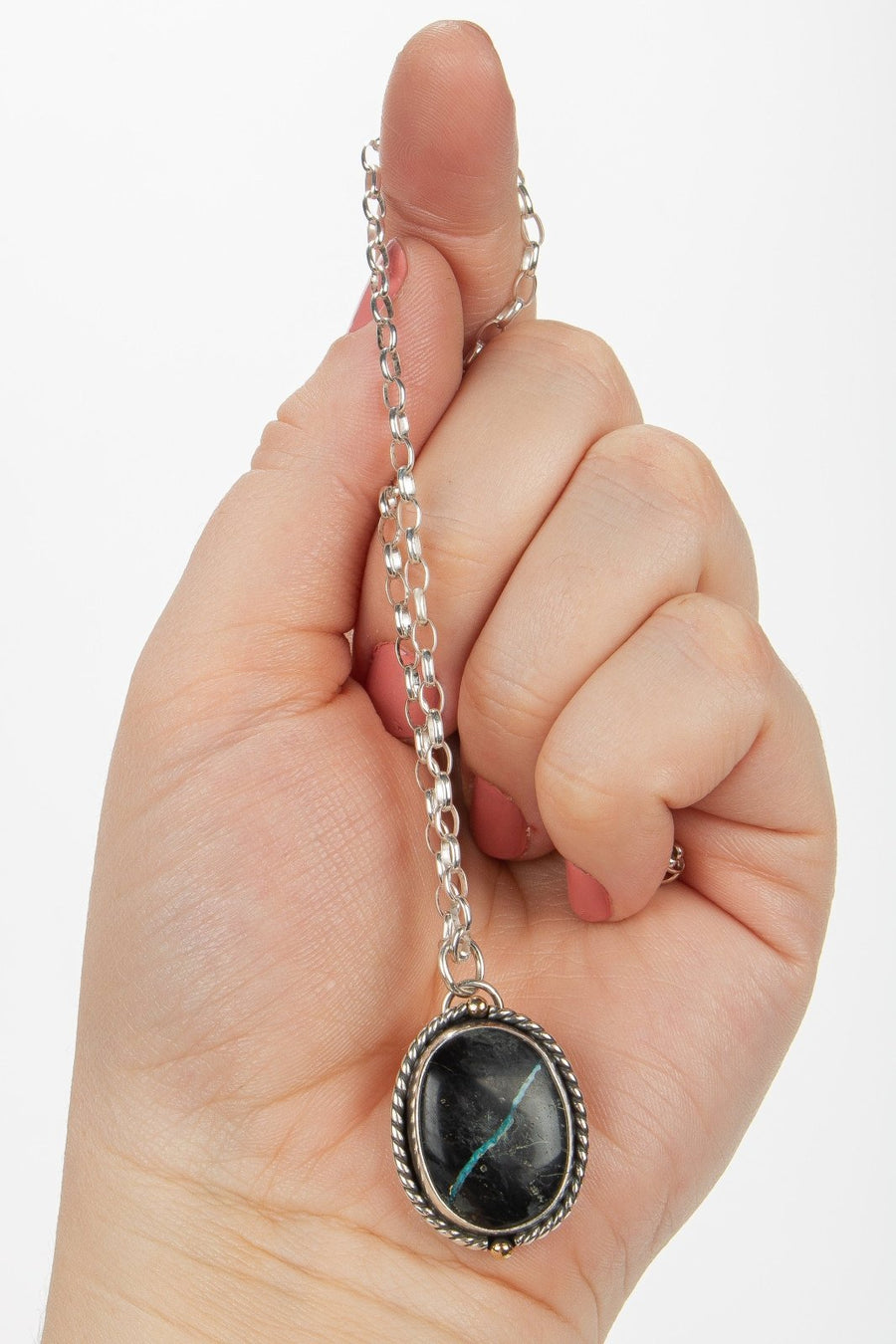 Black Viking Ribbon Turquoise Necklace – Melanie Golden Jewelry Black Viking Ribbon Turquoise Necklace – Melanie Golden Jewelry