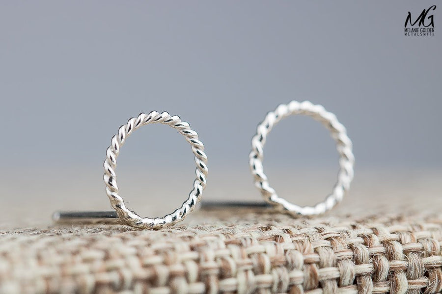 Braided Rope Open Circle Stud Earrings - Melanie Golden Jewelry