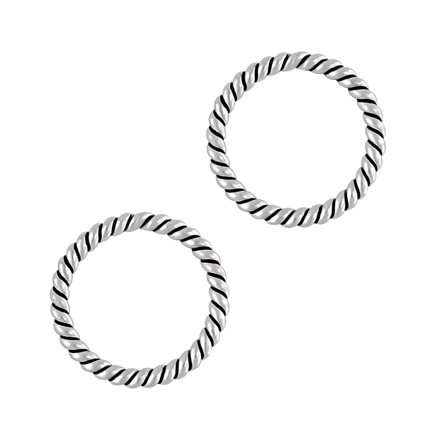 Braided Rope Open Circle Stud Earrings - Melanie Golden Jewelry