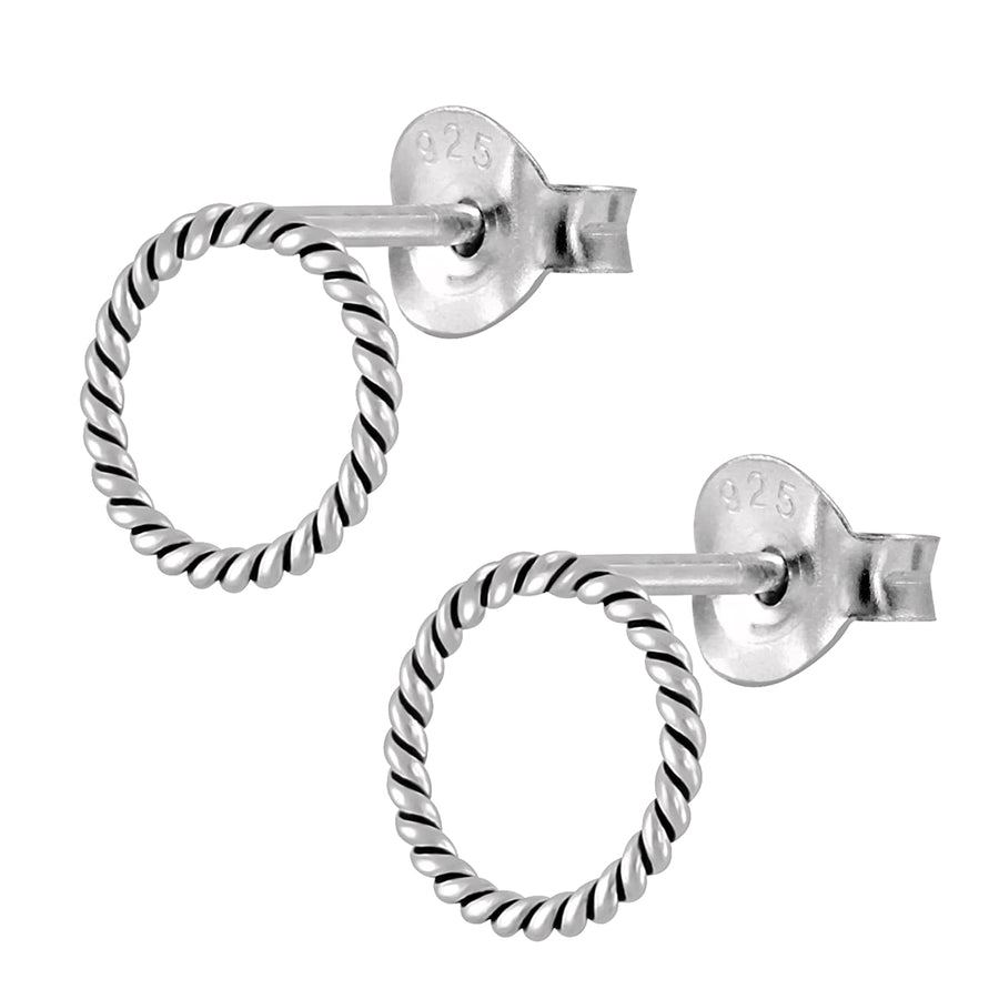 Braided Rope Open Circle Stud Earrings - Melanie Golden Jewelry