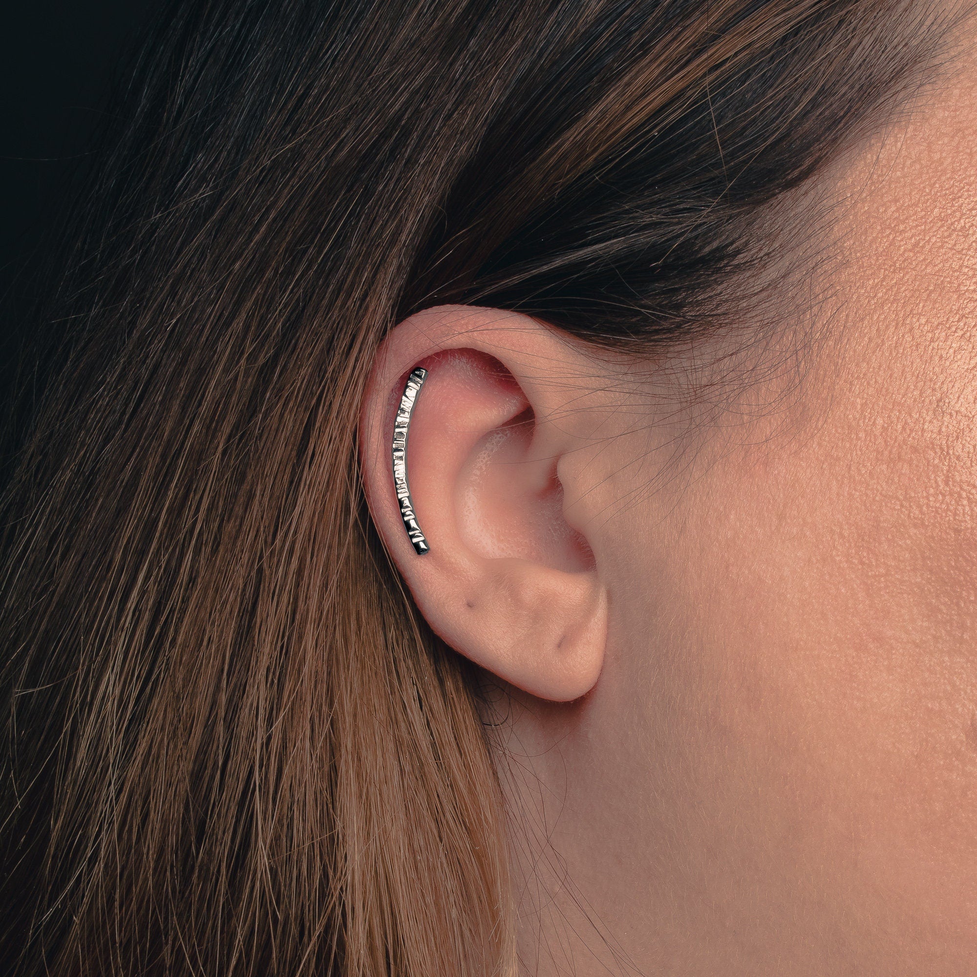 Rugged Cartilage Bar Earring | Sterling Silver - Melanie Golden Jewelry - cartilage earrings, earrings, piercings
