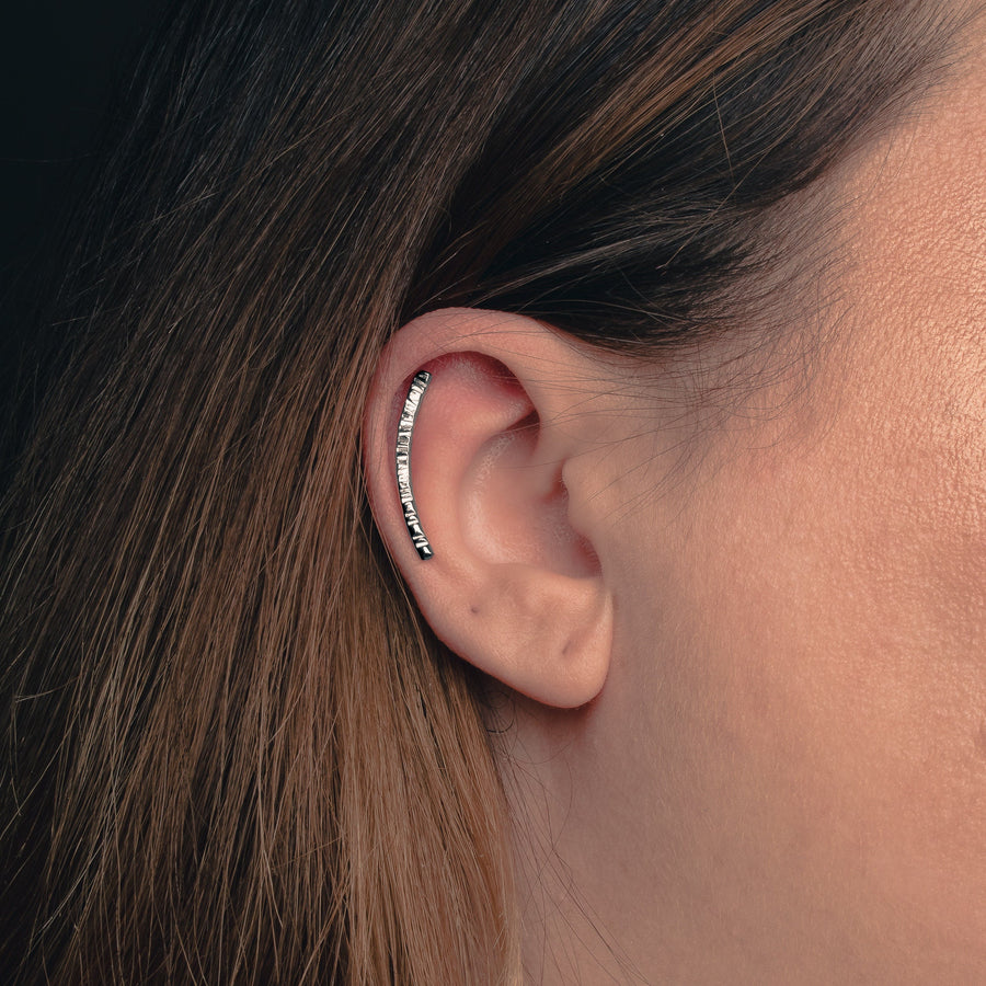 Rugged Cartilage Bar Earring | Sterling Silver