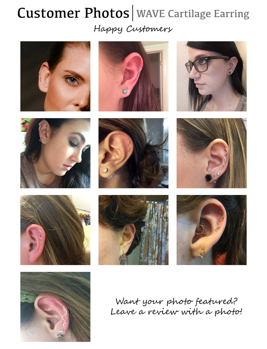 The Original Wave Cartilage Earring | 14K Solid Gold - Melanie Golden Jewelry - _badge_BESTSELLER, bestseller, cartilage earrings, earrings, piercings