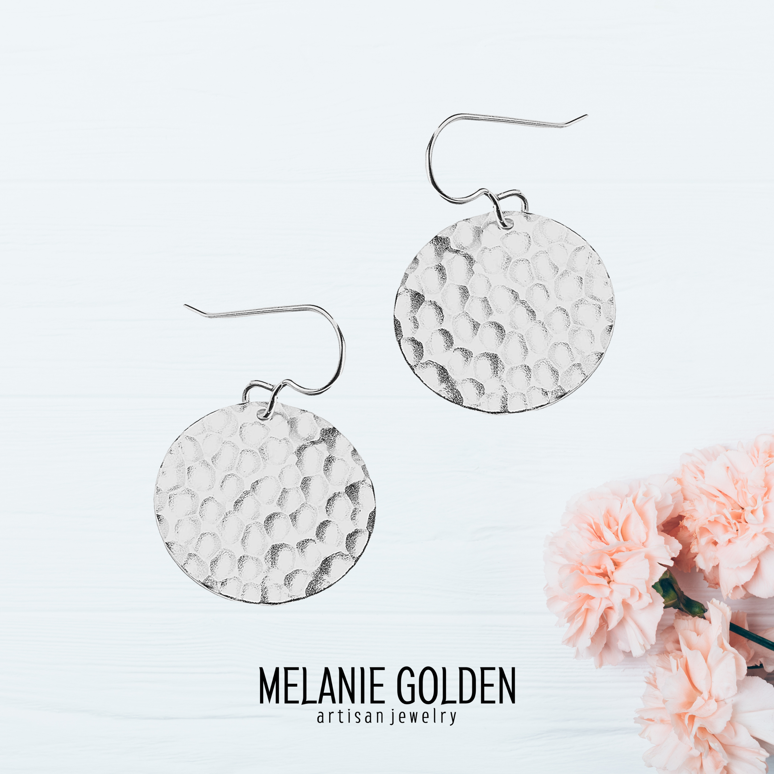 Silver Hammered Disc Dangle Earrings - Melanie Golden Jewelry - dangle earrings, earrings, everyday essentials