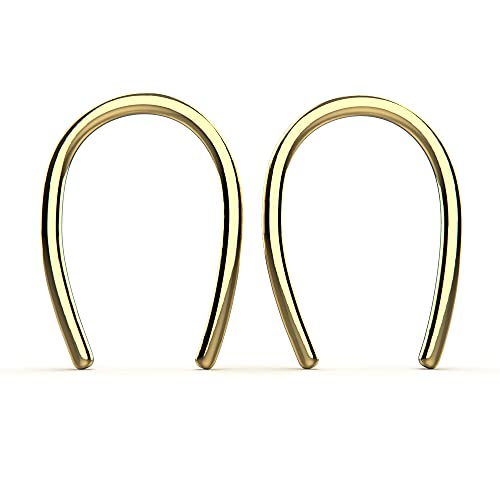 Tiny Horseshoe Pull Through Hoop Earrings - Melanie Golden Jewelry - _badge_bestseller, bestseller, earrings, everyday essentials, hoop earrings, hoops, threader, threader earrings, threaders