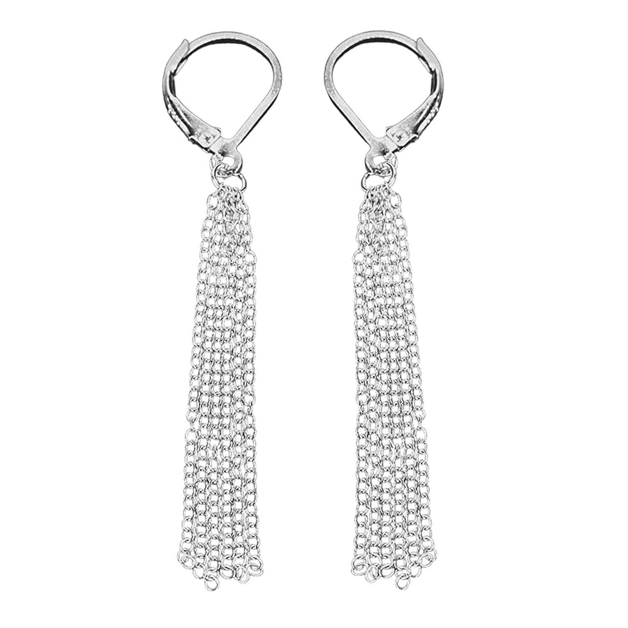 Chain Tassel Leverback Earrings - Melanie Golden Jewelry - dangle earrings, drop earrings, earrings
