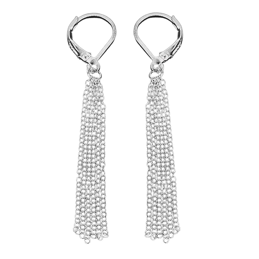 Chain Tassel Leverback Earrings - Melanie Golden Jewelry