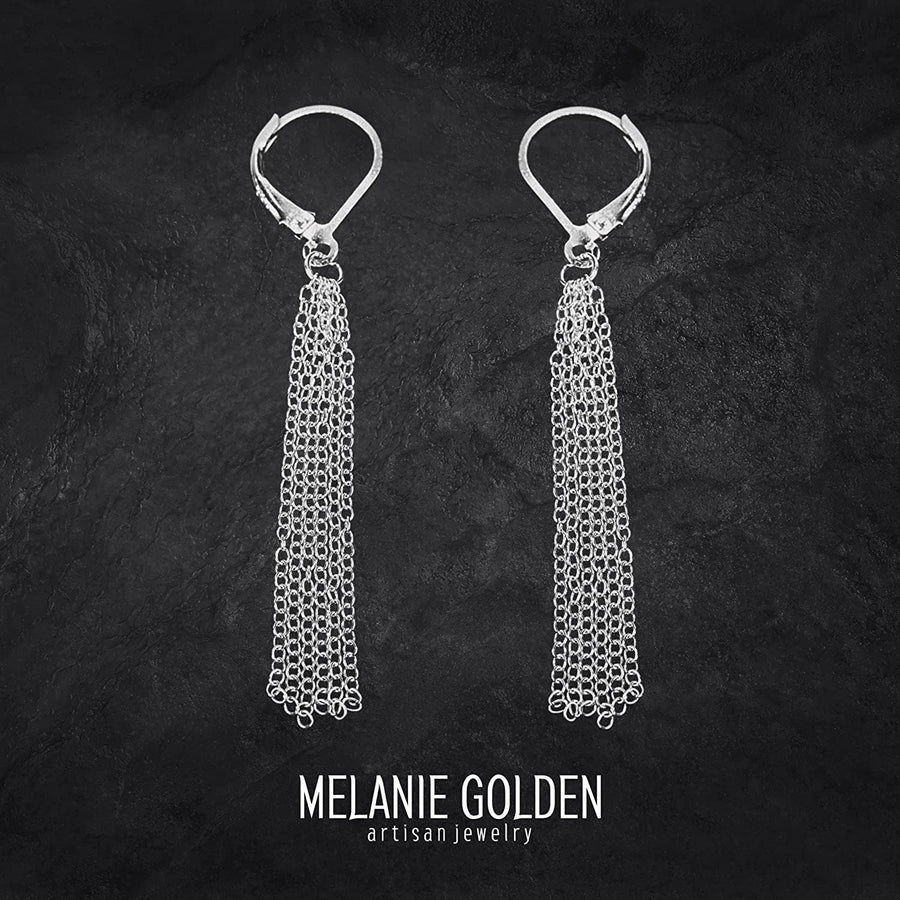 Chain Tassel Leverback Earrings - Melanie Golden Jewelry - dangle earrings, drop earrings, earrings