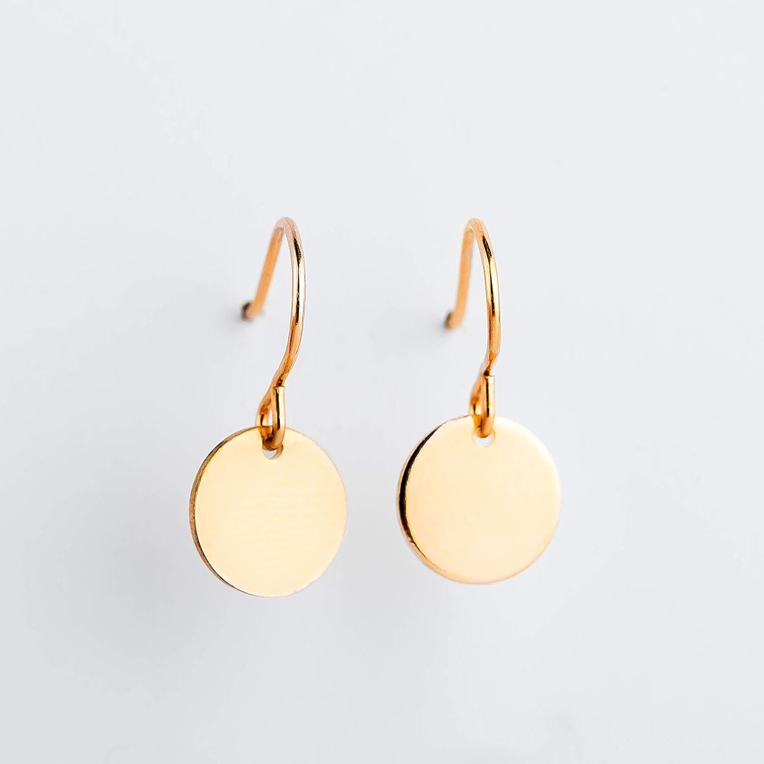 Circle Disc Dangle Earrings | Gold - Melanie Golden Jewelry - _badge_BESTSELLER, bestseller, dangle earrings, disc necklaces, drop earrings, earrings, everyday, everyday essentials, minimal, minimal jewelry, yellow, yellow gold