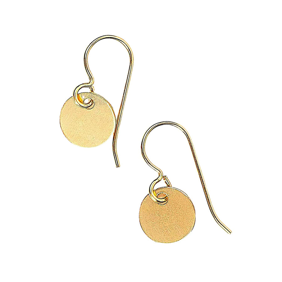 Circle Disc Dangle Earrings | Gold - Melanie Golden Jewelry - _badge_BESTSELLER, bestseller, dangle earrings, disc necklaces, drop earrings, earrings, everyday, everyday essentials, minimal, minimal jewelry, yellow, yellow gold