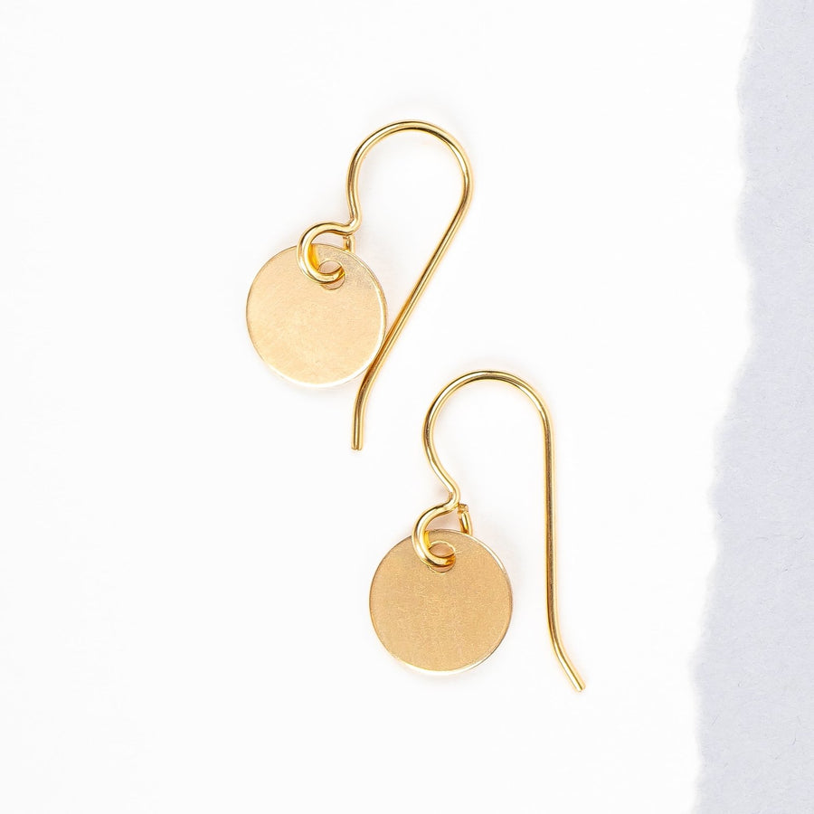Circle Disc Dangle Earrings | Gold - Melanie Golden Jewelry - _badge_BESTSELLER, bestseller, dangle earrings, disc necklaces, drop earrings, earrings, everyday, everyday essentials, minimal, minimal jewelry, yellow, yellow gold
