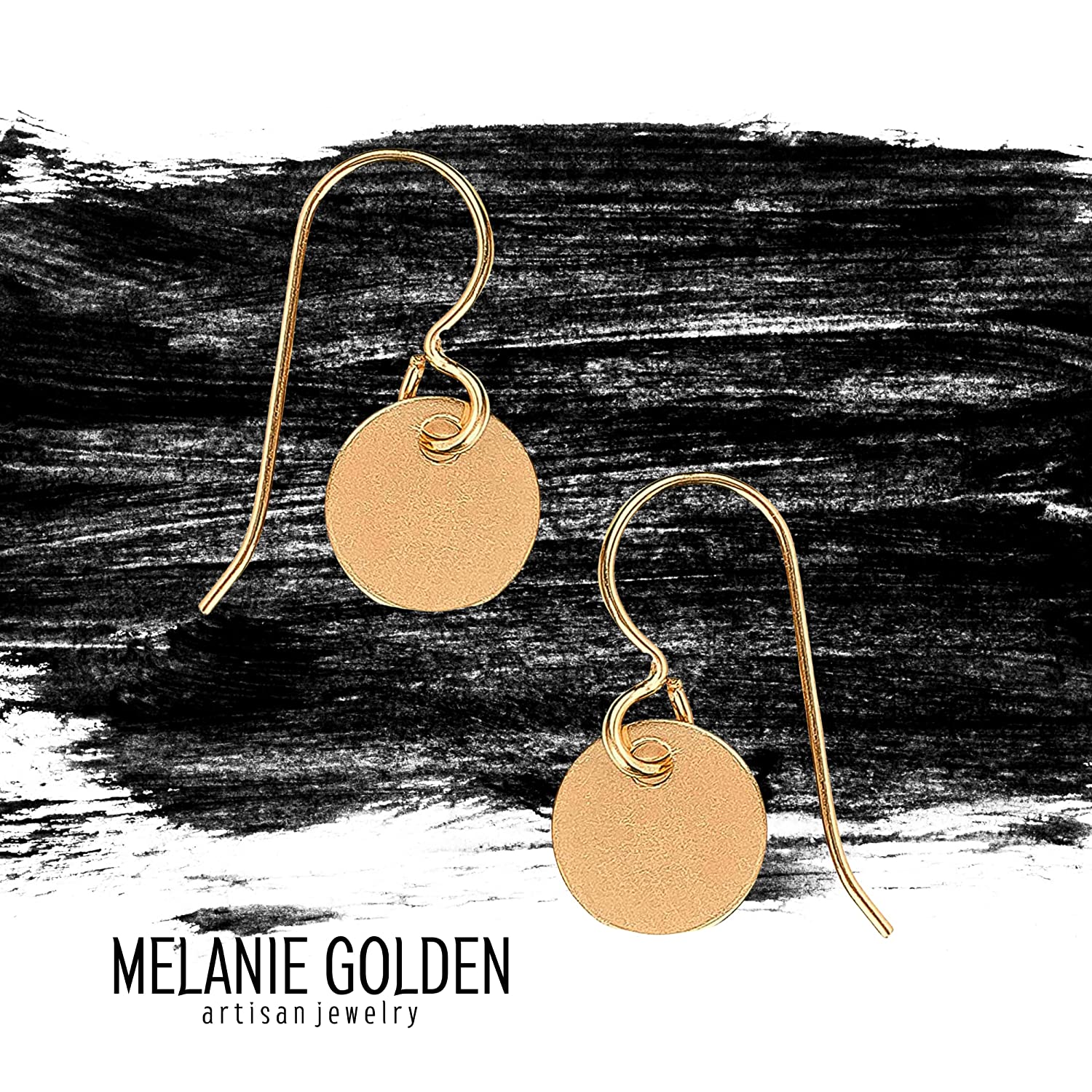 Circle Disc Dangle Earrings | Gold - Melanie Golden Jewelry - _badge_BESTSELLER, bestseller, dangle earrings, disc necklaces, drop earrings, earrings, everyday, everyday essentials, minimal, minimal jewelry, yellow, yellow gold