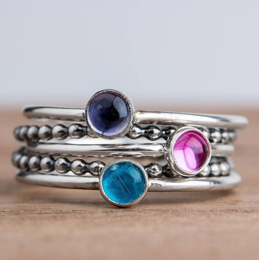 Colorful Stacking Gemstone Rings Set Of 5 - Melanie Golden Jewelry - rings, stacking rings