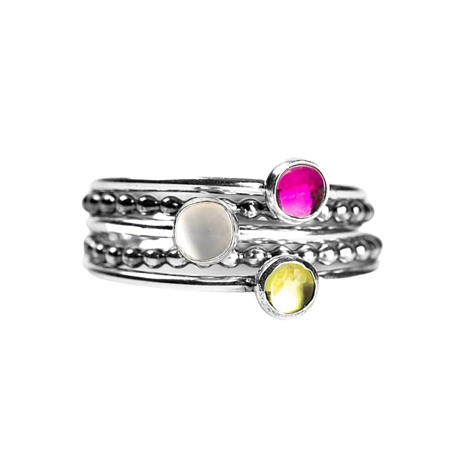 Colorful Stacking Gemstone Rings Set Of 5 - Melanie Golden Jewelry - rings, stacking rings