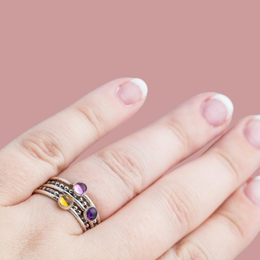 Colorful Stacking Gemstone Rings Set Of 5 - Melanie Golden Jewelry - rings, stacking rings