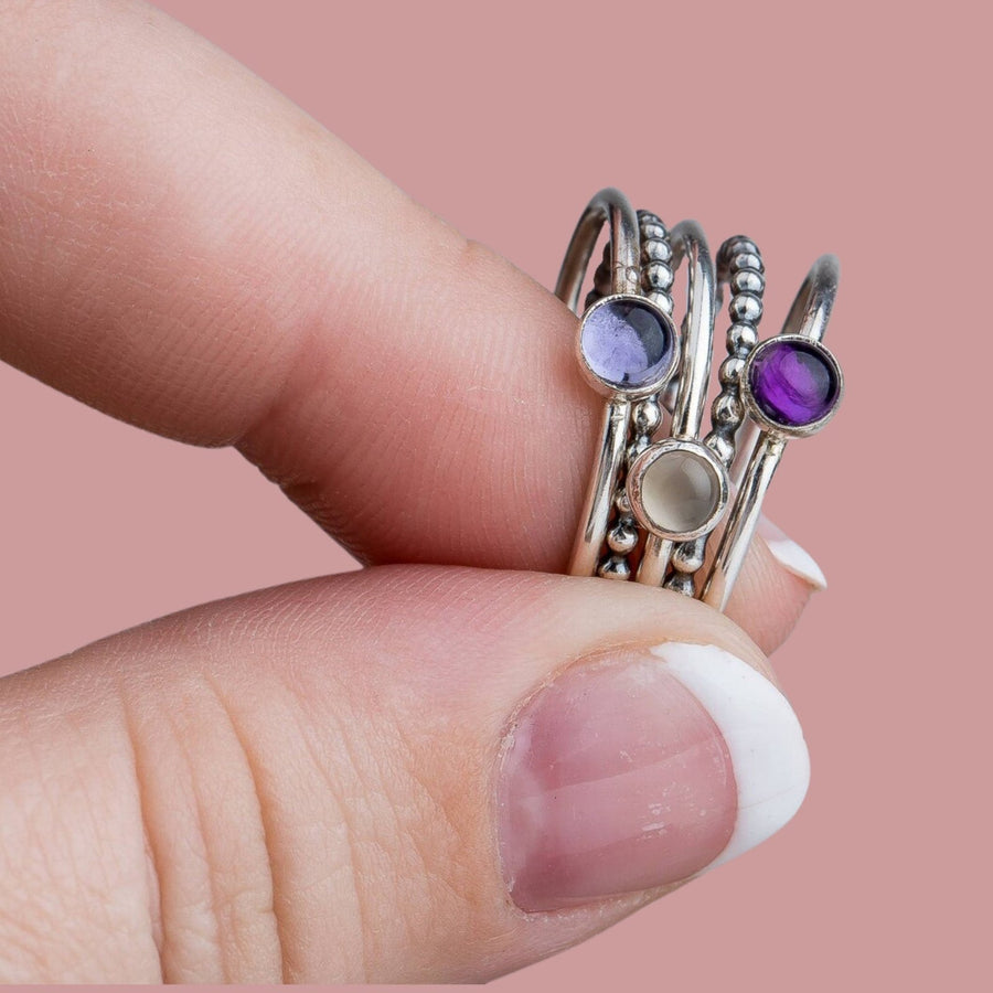 Colorful Stacking Gemstone Rings Set Of 5 - Melanie Golden Jewelry - rings, stacking rings