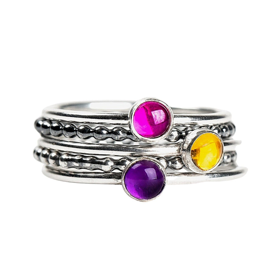 Colorful Stacking Gemstone Rings Set Of 5 - Melanie Golden Jewelry - rings, stacking rings