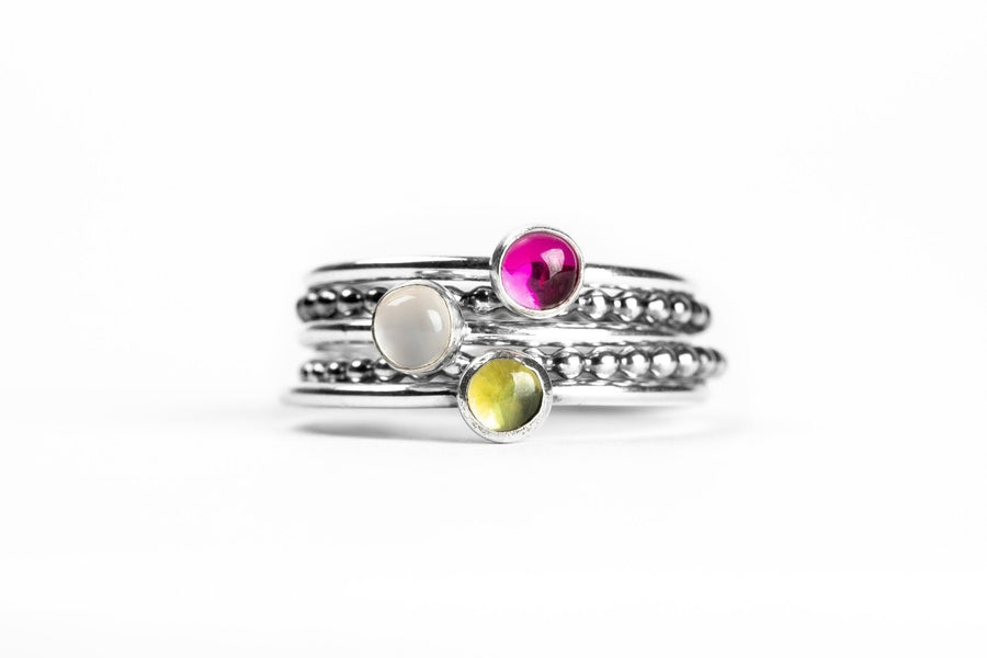 Colorful Stacking Gemstone Rings Set Of 5 - Melanie Golden Jewelry - rings, stacking rings