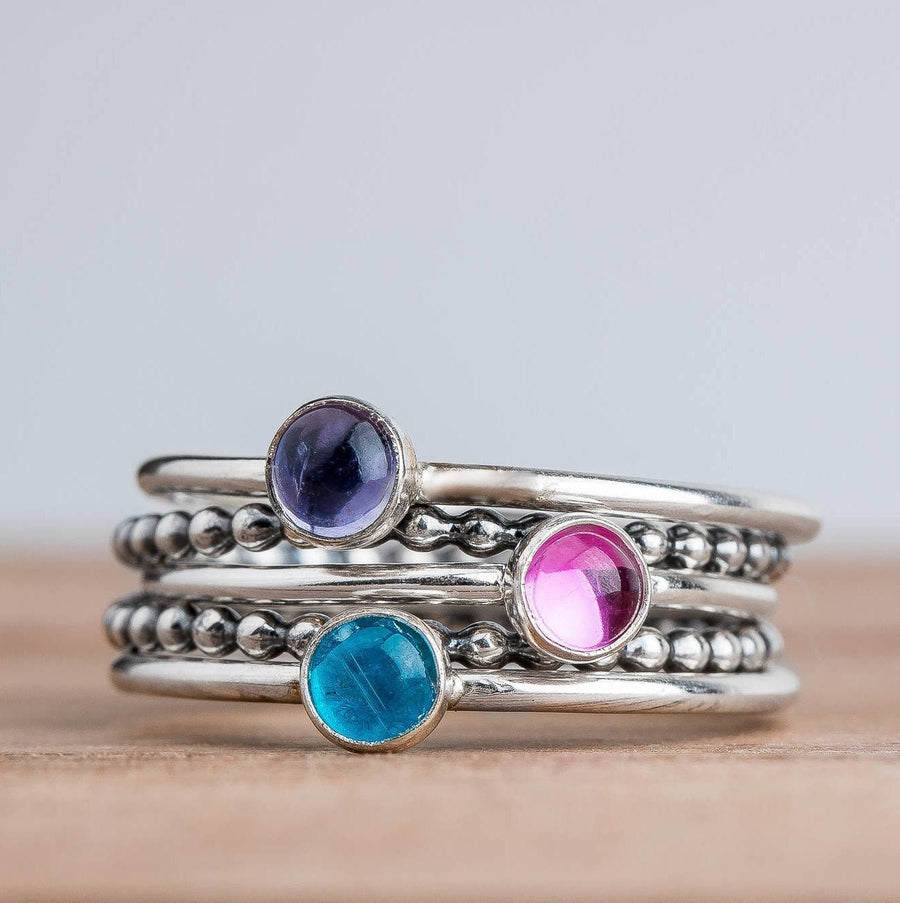 Colorful Stacking Gemstone Rings Set Of 5 - Melanie Golden Jewelry - rings, stacking rings