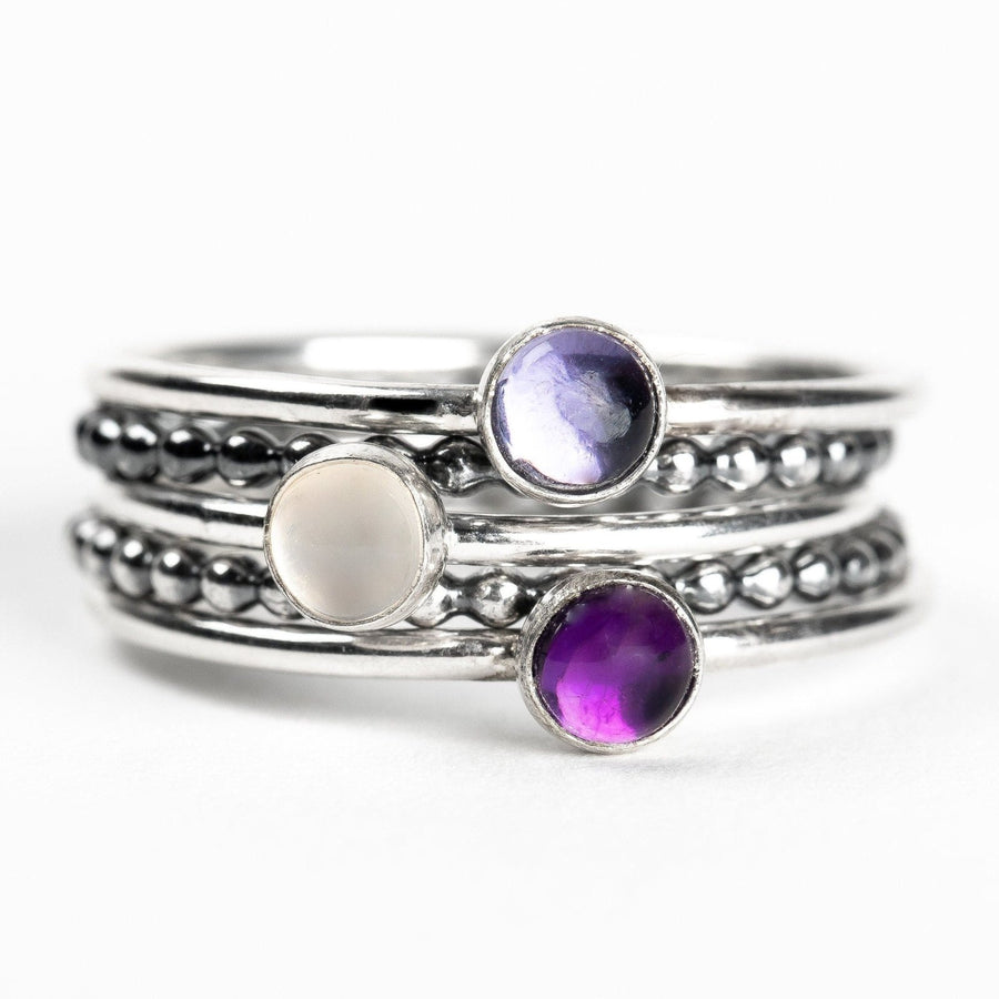 Colorful Stacking Gemstone Rings Set Of 5 - Melanie Golden Jewelry - rings, stacking rings