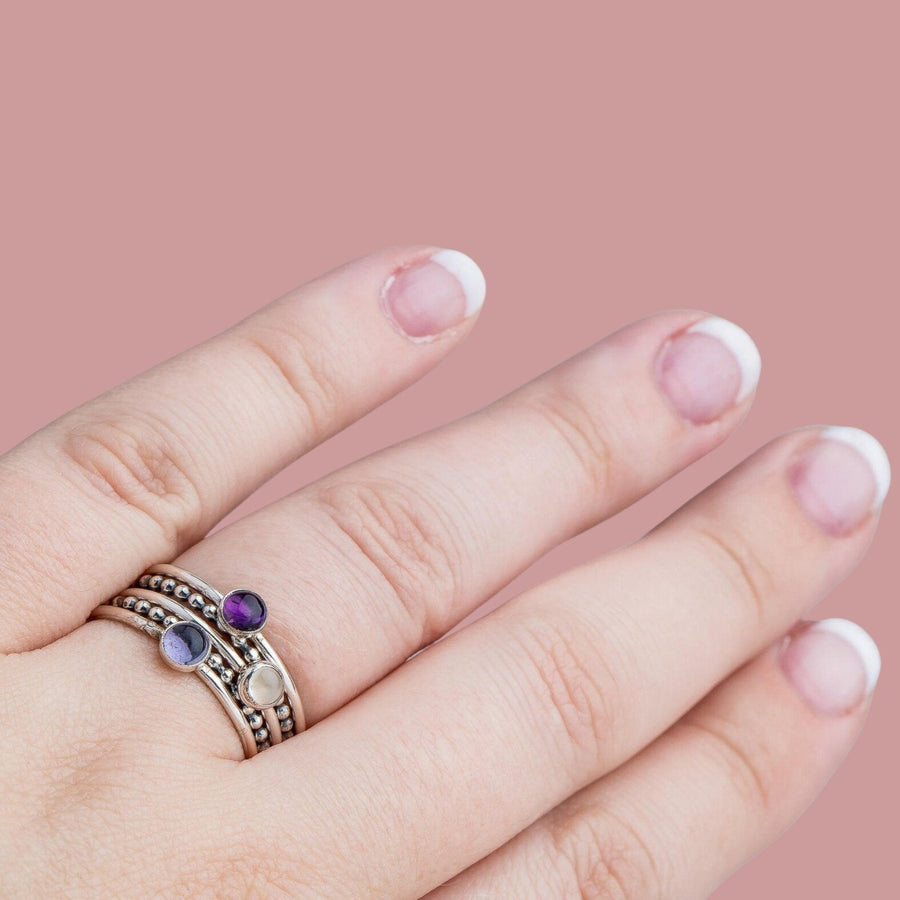 Colorful Stacking Gemstone Rings Set Of 5 - Melanie Golden Jewelry - rings, stacking rings