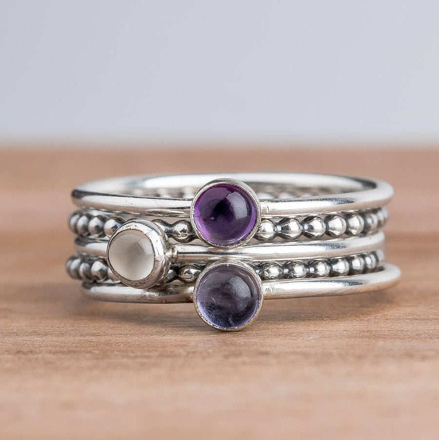 Colorful Stacking Gemstone Rings Set Of 5 - Melanie Golden Jewelry - rings, stacking rings