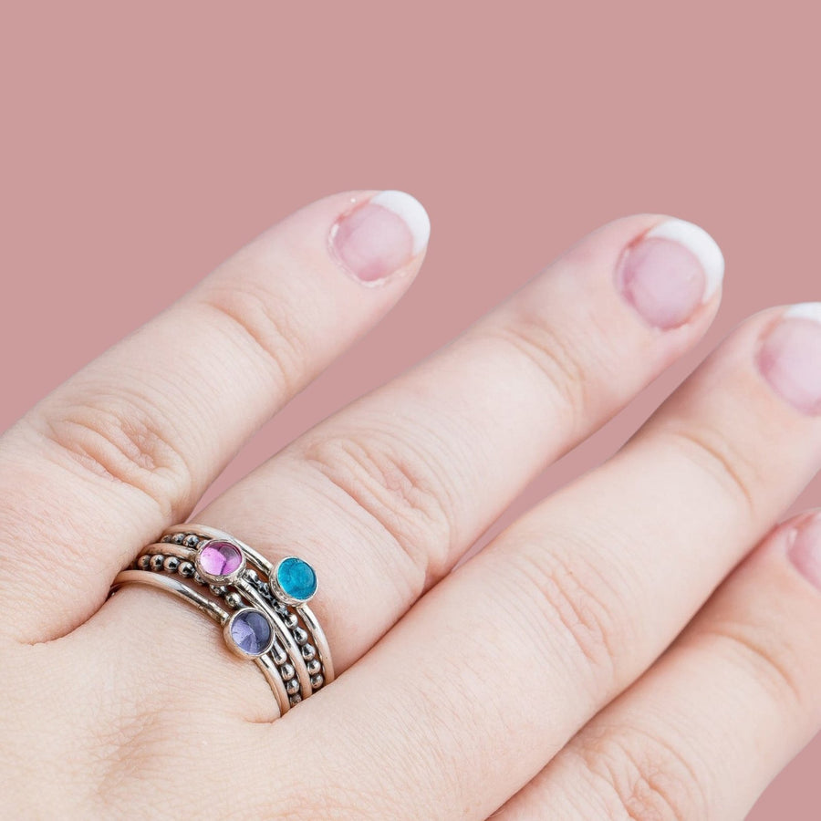 Colorful Stacking Gemstone Rings Set Of 5 - Melanie Golden Jewelry - rings, stacking rings