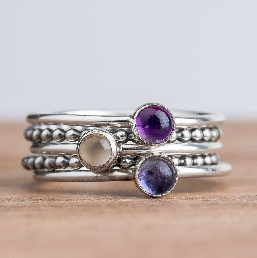 Colorful Stacking Gemstone Rings Set Of 5 - Melanie Golden Jewelry - rings, stacking rings