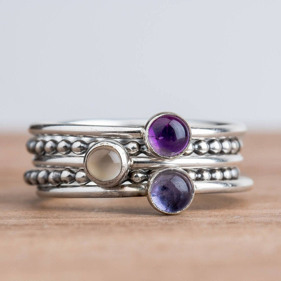 Colorful Stacking Gemstone Rings Set Of 5 - Melanie Golden Jewelry