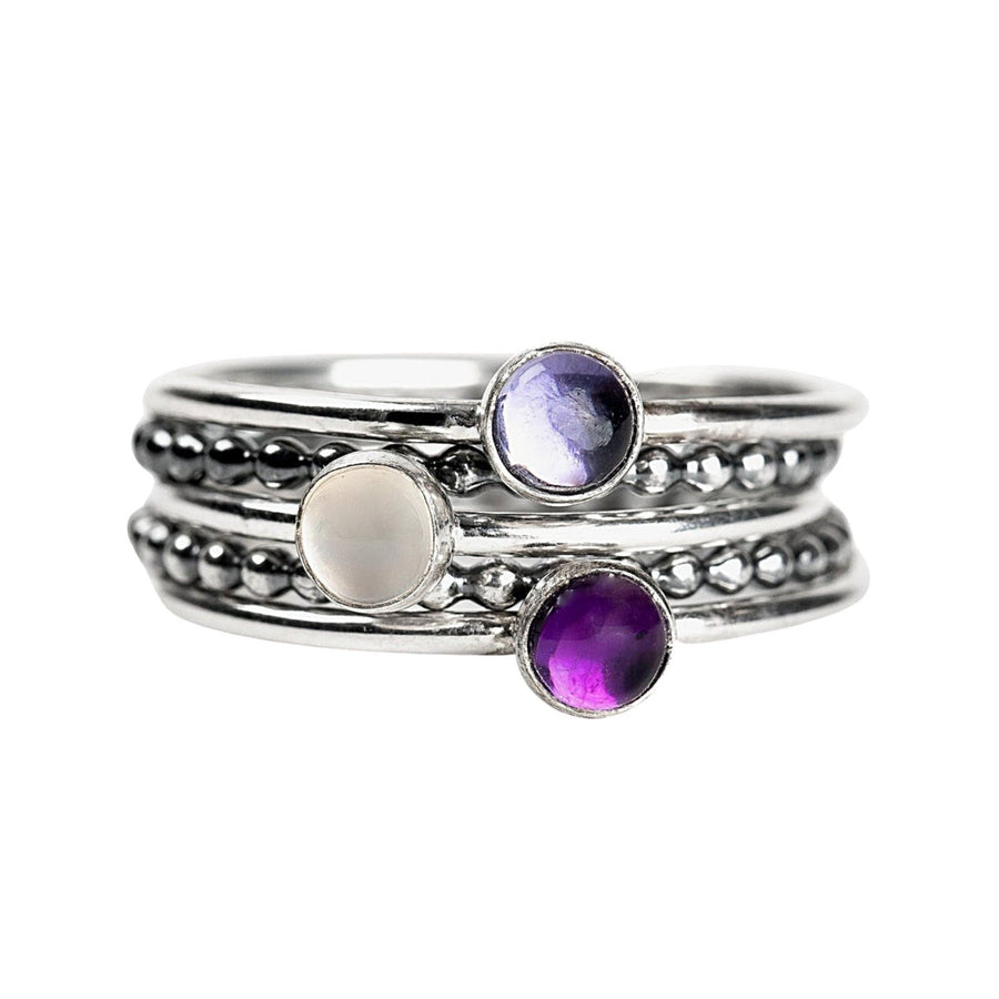 Colorful Stacking Gemstone Rings Set Of 5 - Melanie Golden Jewelry - rings, stacking rings