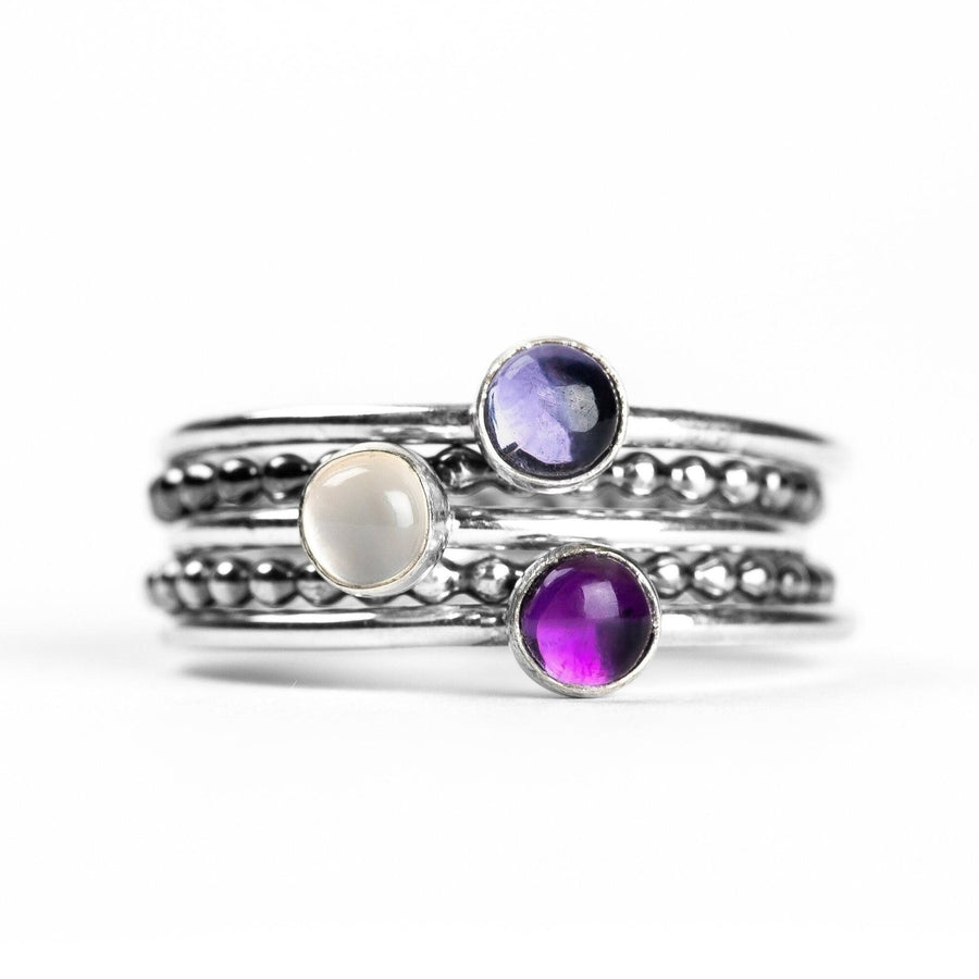 Colorful Stacking Gemstone Rings Set Of 5 - Melanie Golden Jewelry - rings, stacking rings