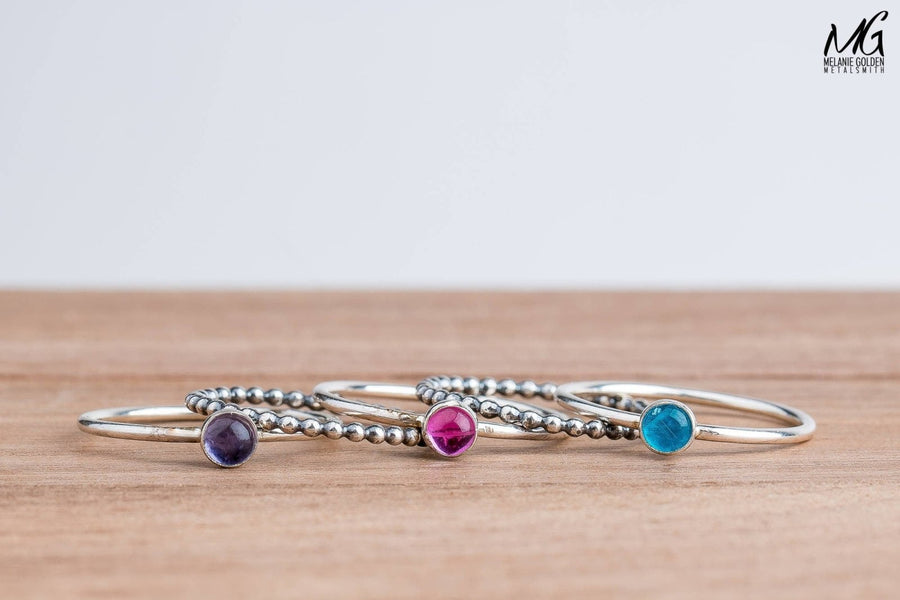 Colorful Stacking Gemstone Rings Set Of 5 - Melanie Golden Jewelry - rings, stacking rings