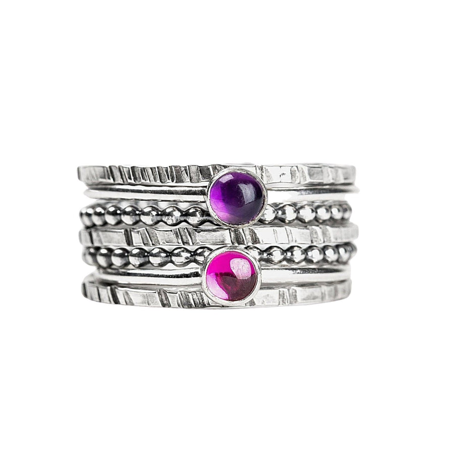 Colorful Stacking Gemstone Rings Set Of 7 - Melanie Golden Jewelry - rings, stacking rings