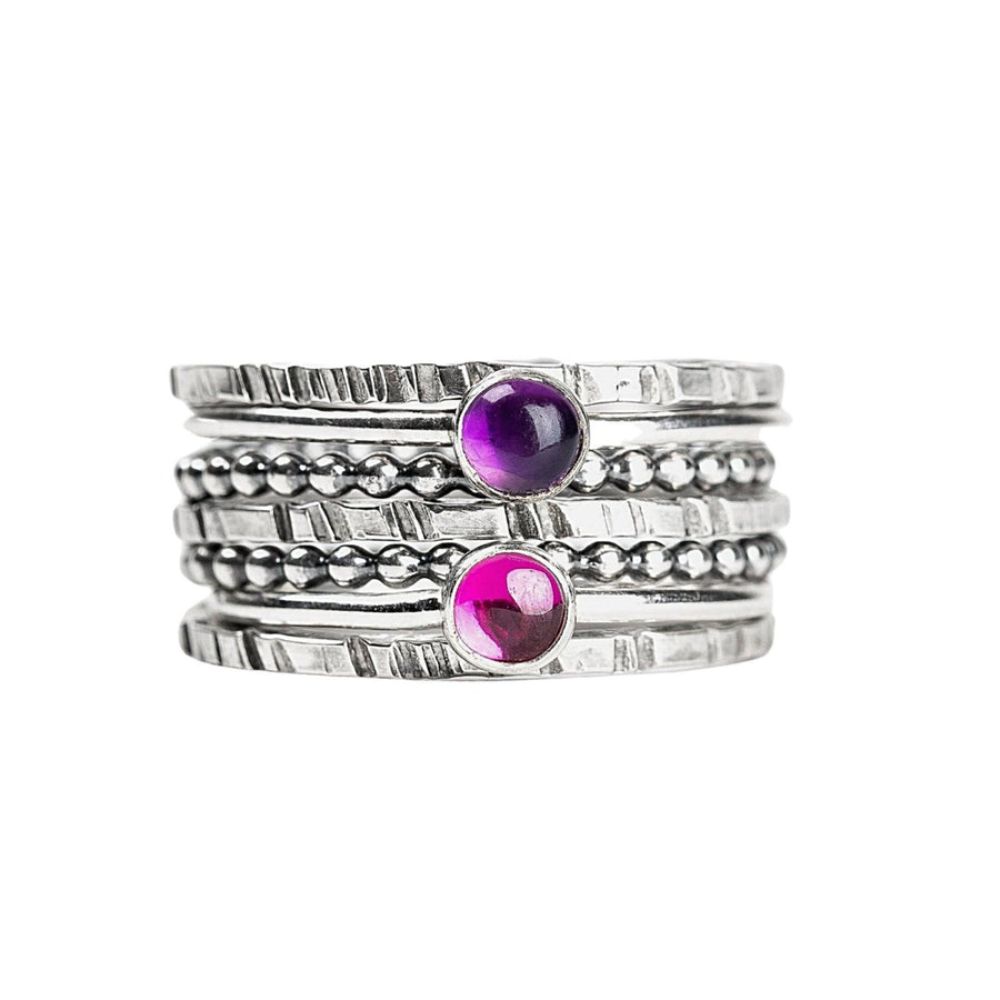 Colorful Stacking Gemstone Rings Set Of 7 - Melanie Golden Jewelry