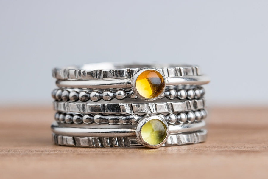 Colorful Stacking Gemstone Rings Set Of 7 - Melanie Golden Jewelry
