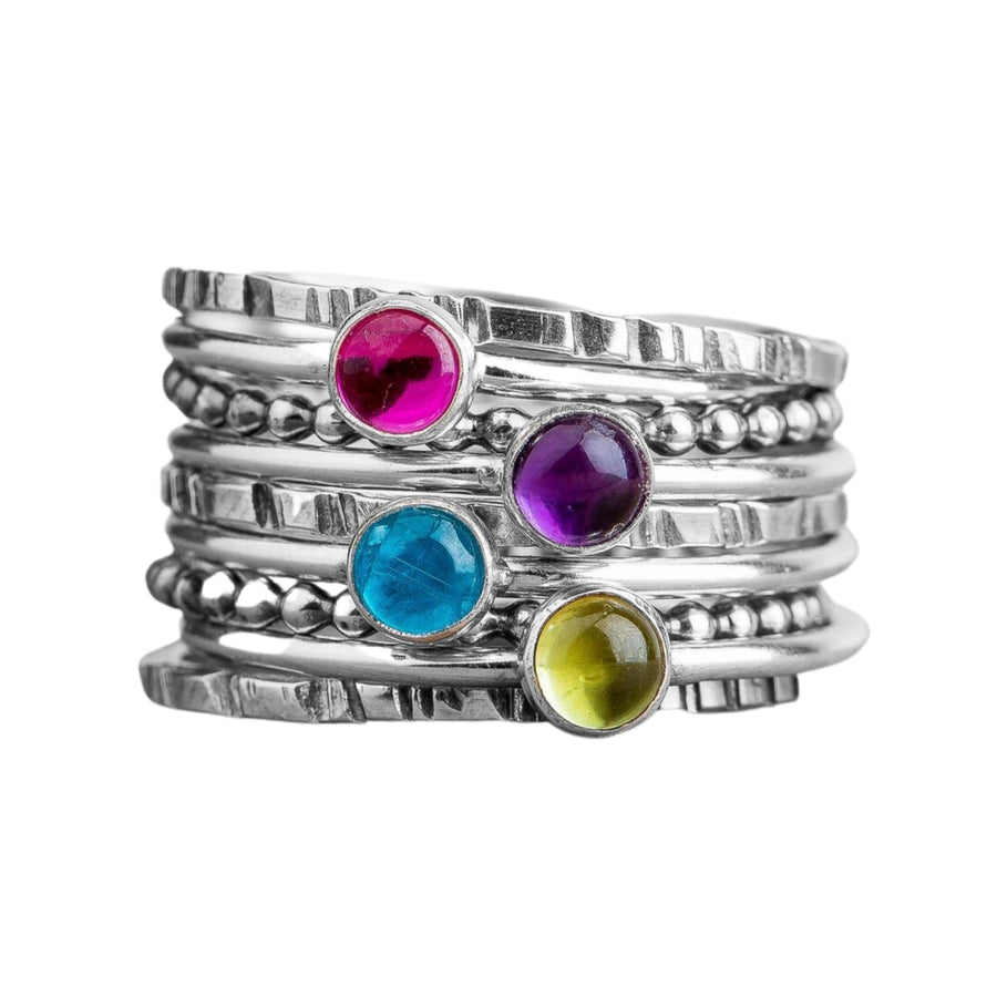 Colorful Stacking Gemstone Rings Set Of 9 - Melanie Golden Jewelry - rings, stacking rings