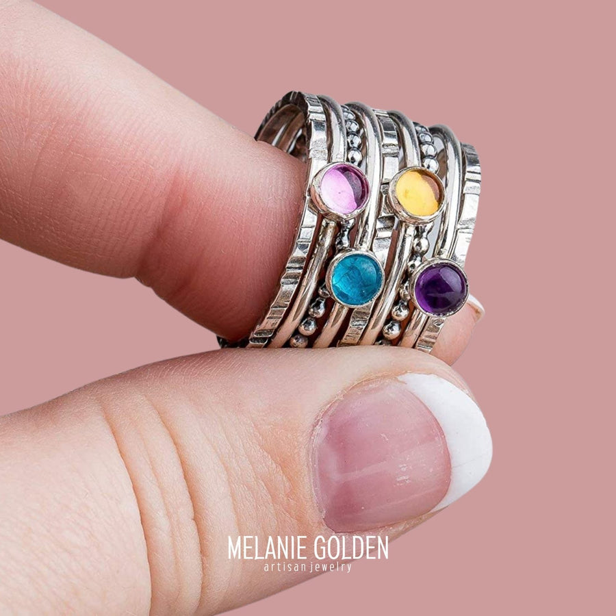 Colorful Stacking Gemstone Rings Set Of 9 - Melanie Golden Jewelry - rings, stacking rings