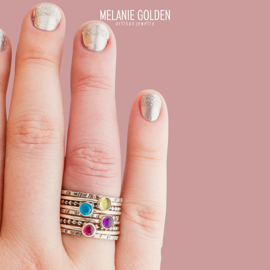 Colorful Stacking Gemstone Rings Set Of 9 - Melanie Golden Jewelry - rings, stacking rings