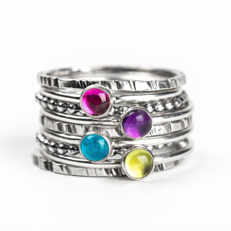 Colorful Stacking Gemstone Rings Set Of 9 - Melanie Golden Jewelry - rings, stacking rings