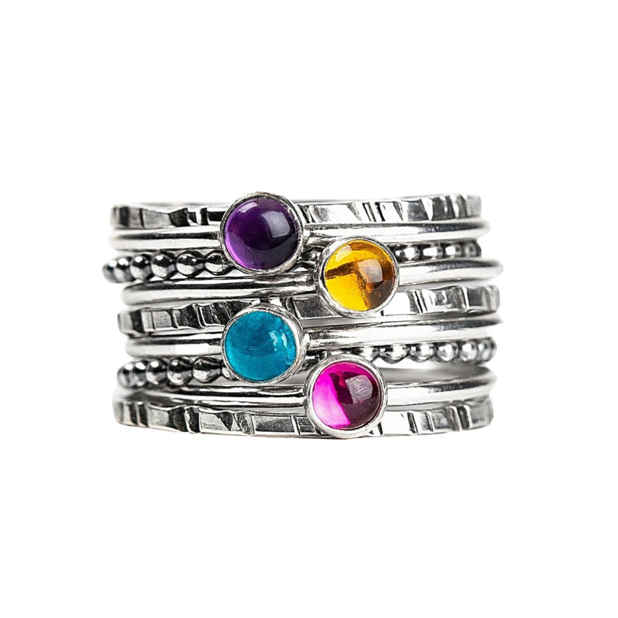 Colorful Stacking Gemstone Rings Set Of 9 - Melanie Golden Jewelry