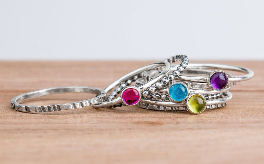 Colorful Stacking Gemstone Rings Set Of 9 - Melanie Golden Jewelry - rings, stacking rings